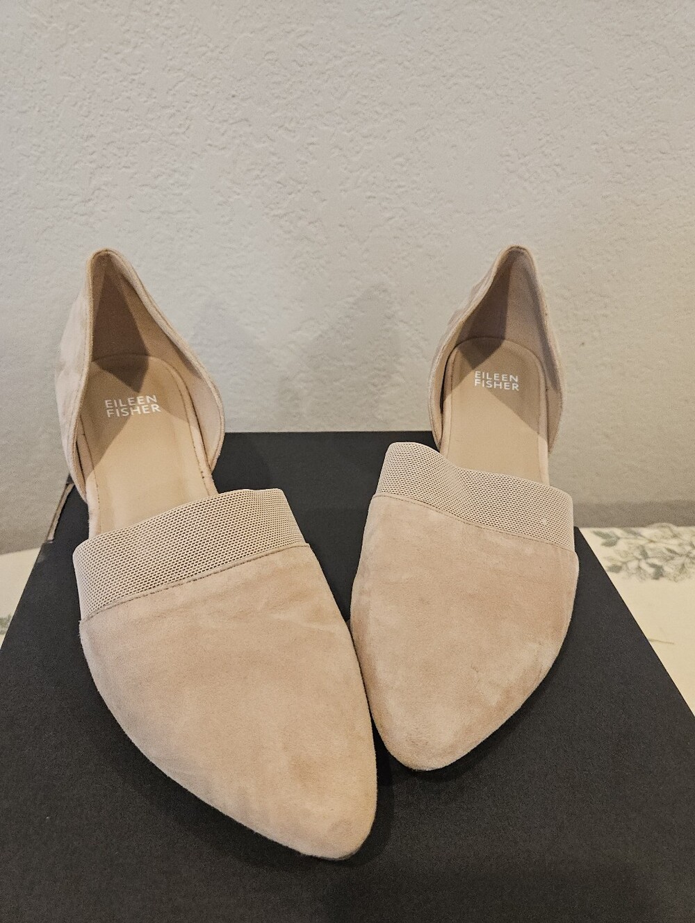 Eileen Fisher Hilly D'Orsay Suede Wedge Pumps Taupe Beige Women's Size 8